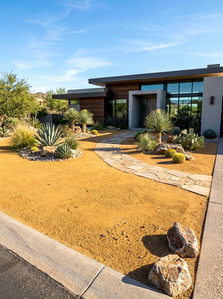 Decomposed Granite Yard - 30 rock mulch front yard ideas