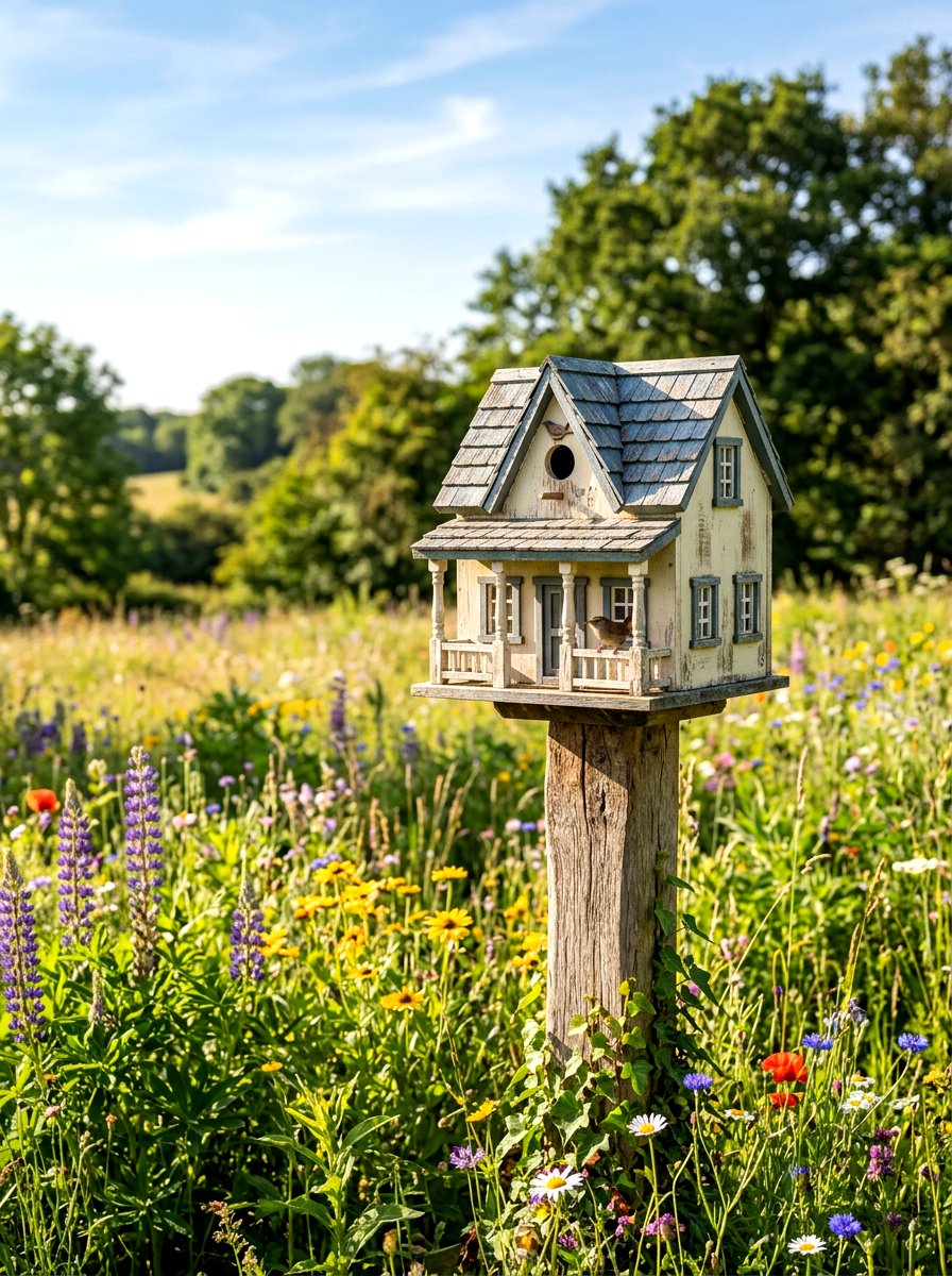 Decorative Bird House - 30 outdoor garden decor ideas