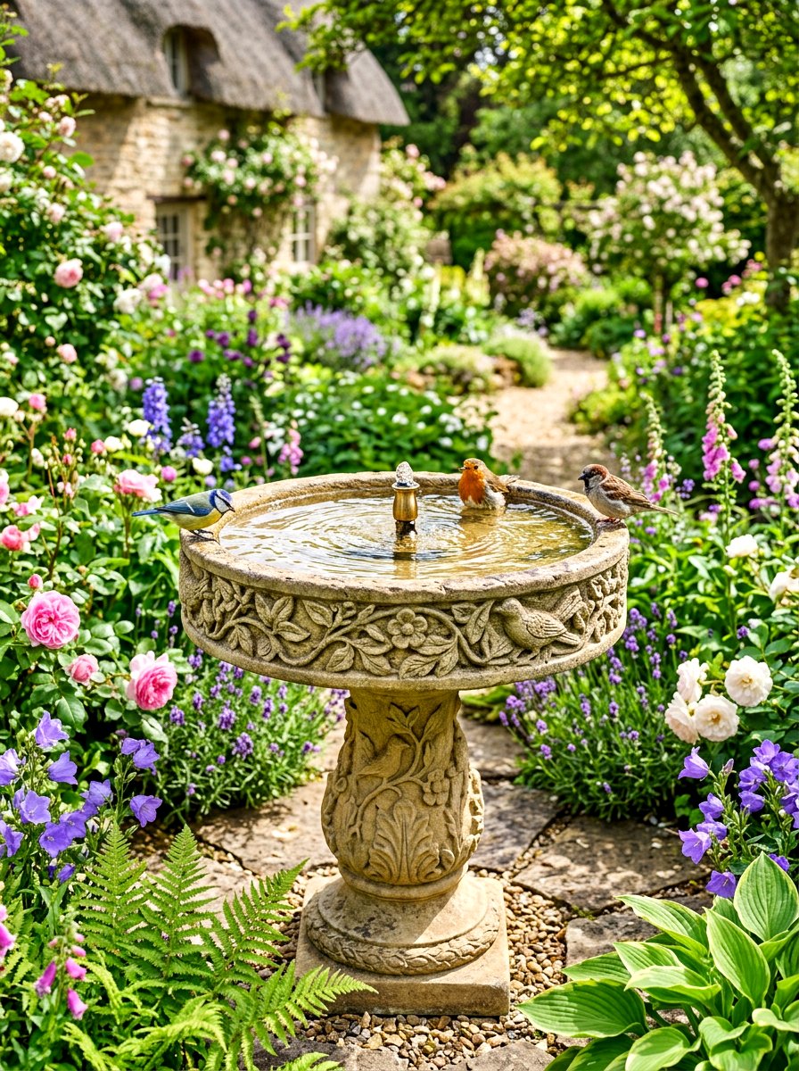 Decorative Birdbath Fountain - 30 garden fountain ideas
