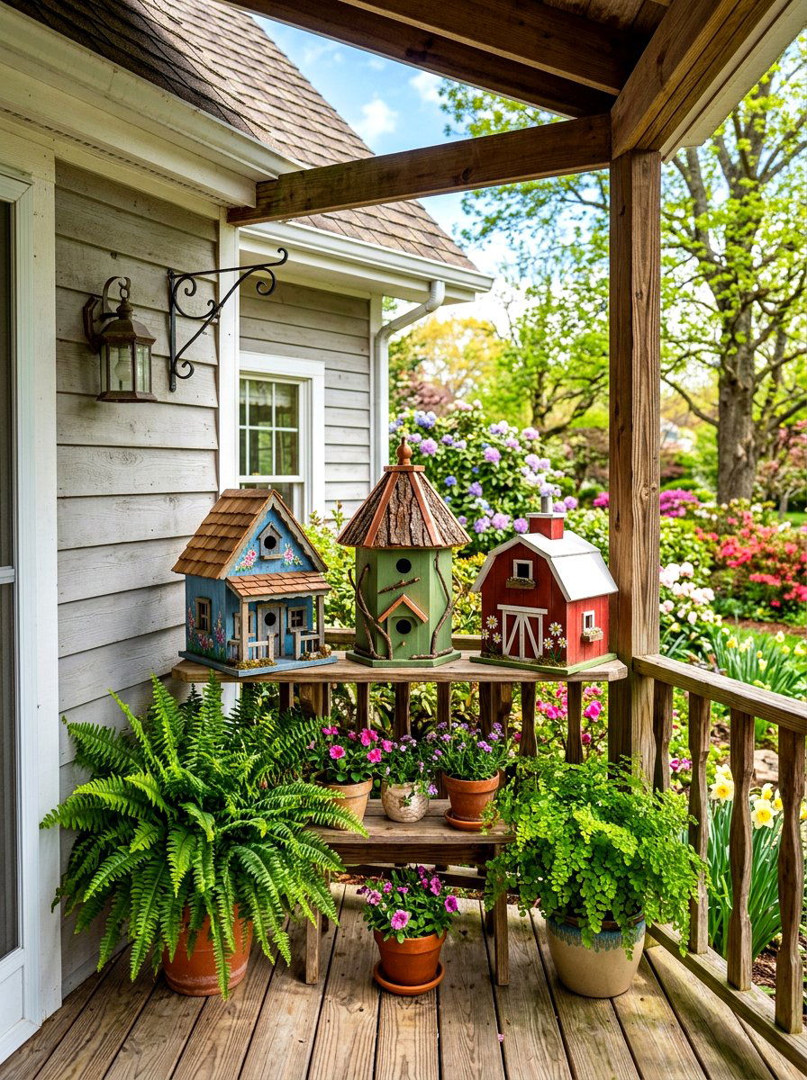 Decorative Birdhouses - 30 spring front porch ideas