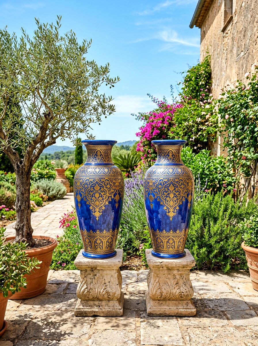 Decorative Ceramic Urns - 30 Mediterranean exterior courtyard ideas