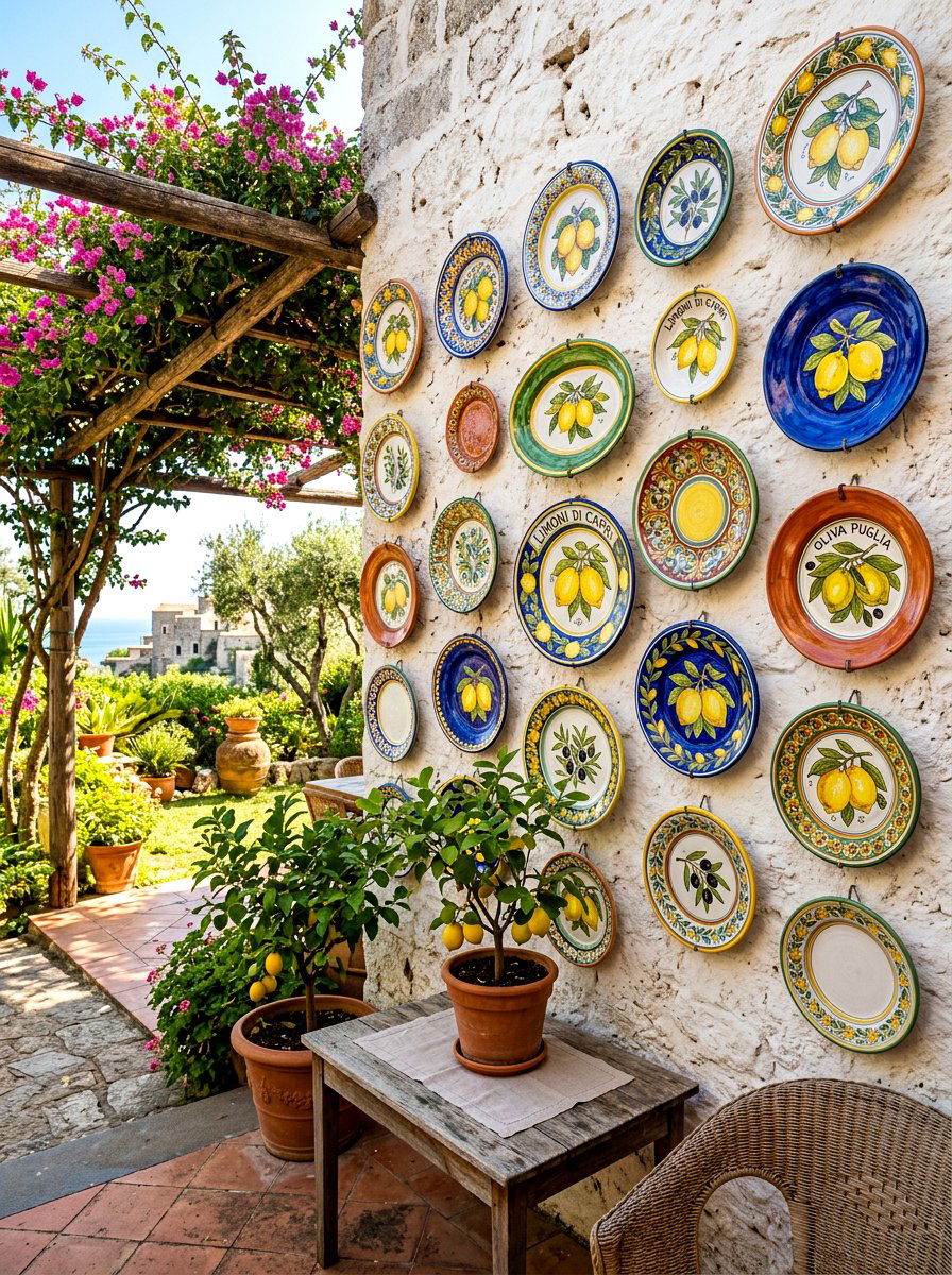 Decorative Ceramic Wall Plate - 30 Mediterranean patio lounge ideas
