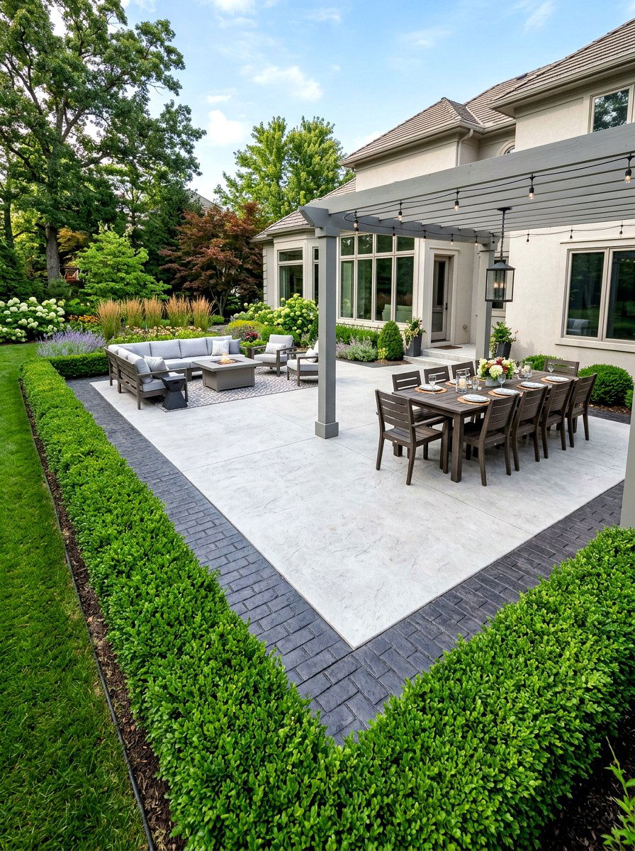 Decorative Concrete Border Patio - 30 concrete patio ideas