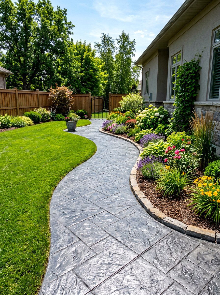 Decorative Concrete Stamping - 30 side yard walkway ideas