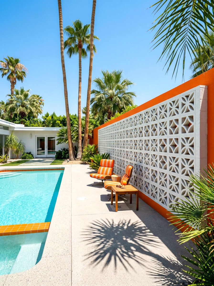 Decorative Concrete Wall - 30 pool privacy ideas