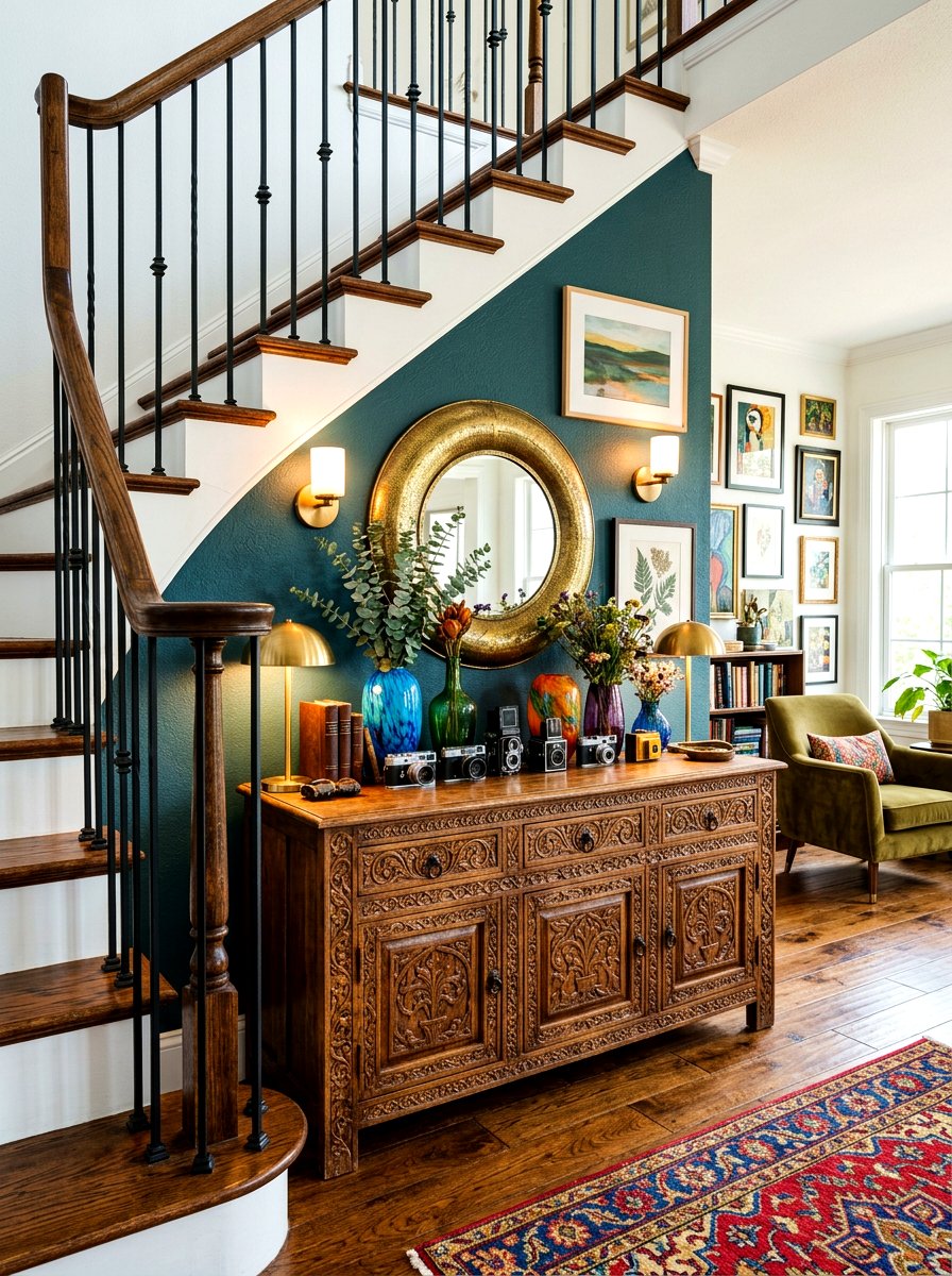 30 Console Behind Stairs Ideas to Maximize Every Inch Well