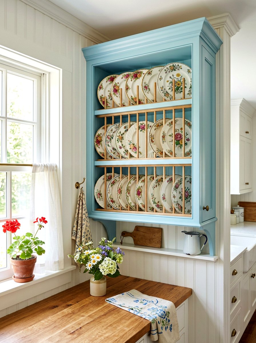 Decorative Corner Plate Display - 30 kitchen corner cabinet ideas