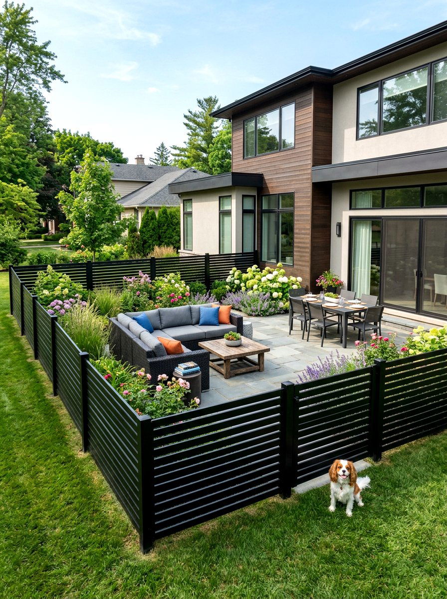 Decorative Dog Fence - 30 dog friendly patio ideas aesthetic