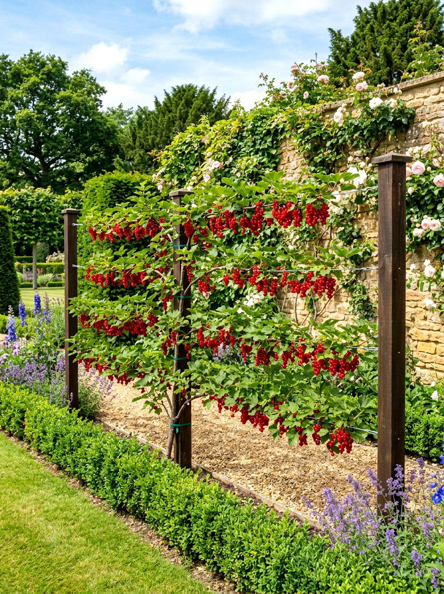 Decorative Espalier Berry Fence - 30 berry patch layout ideas