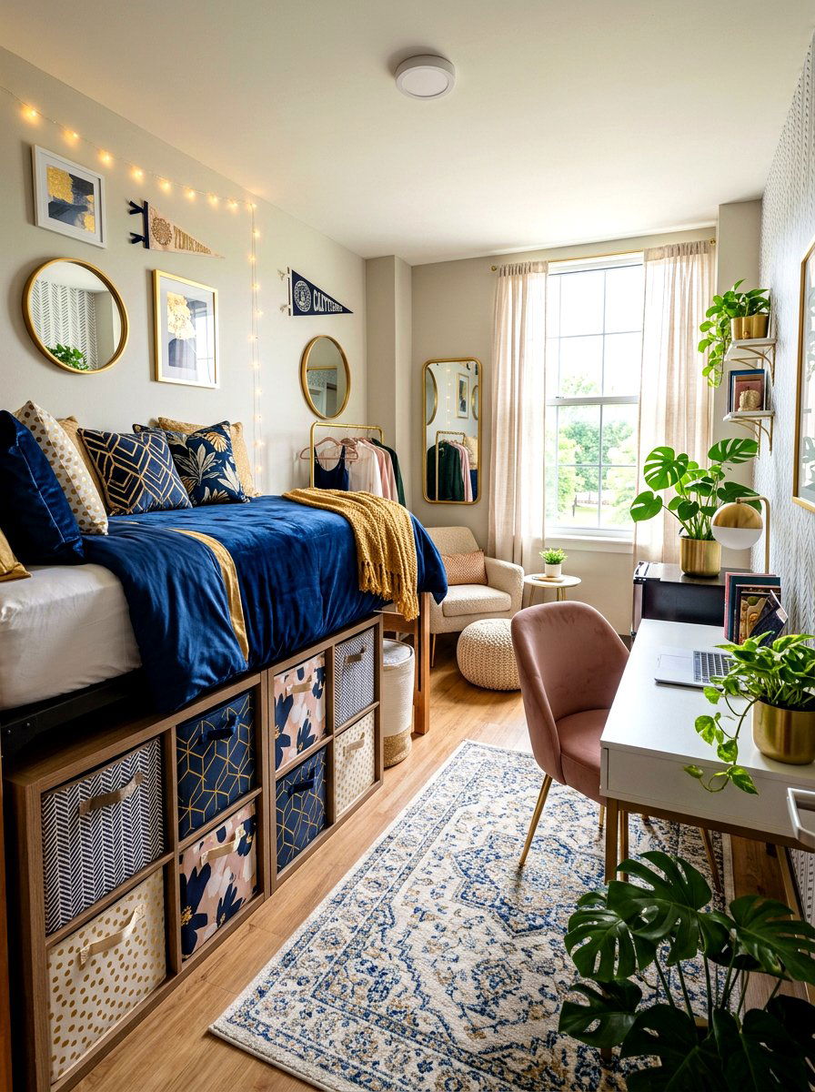 Decorative Fabric Bins - 30 dorm storage under bed ideas