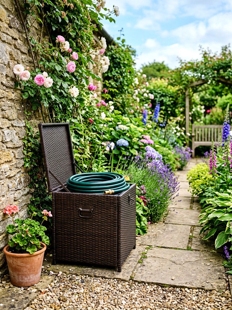 Decorative Garden Hose Box - 30 side yard storage ideas