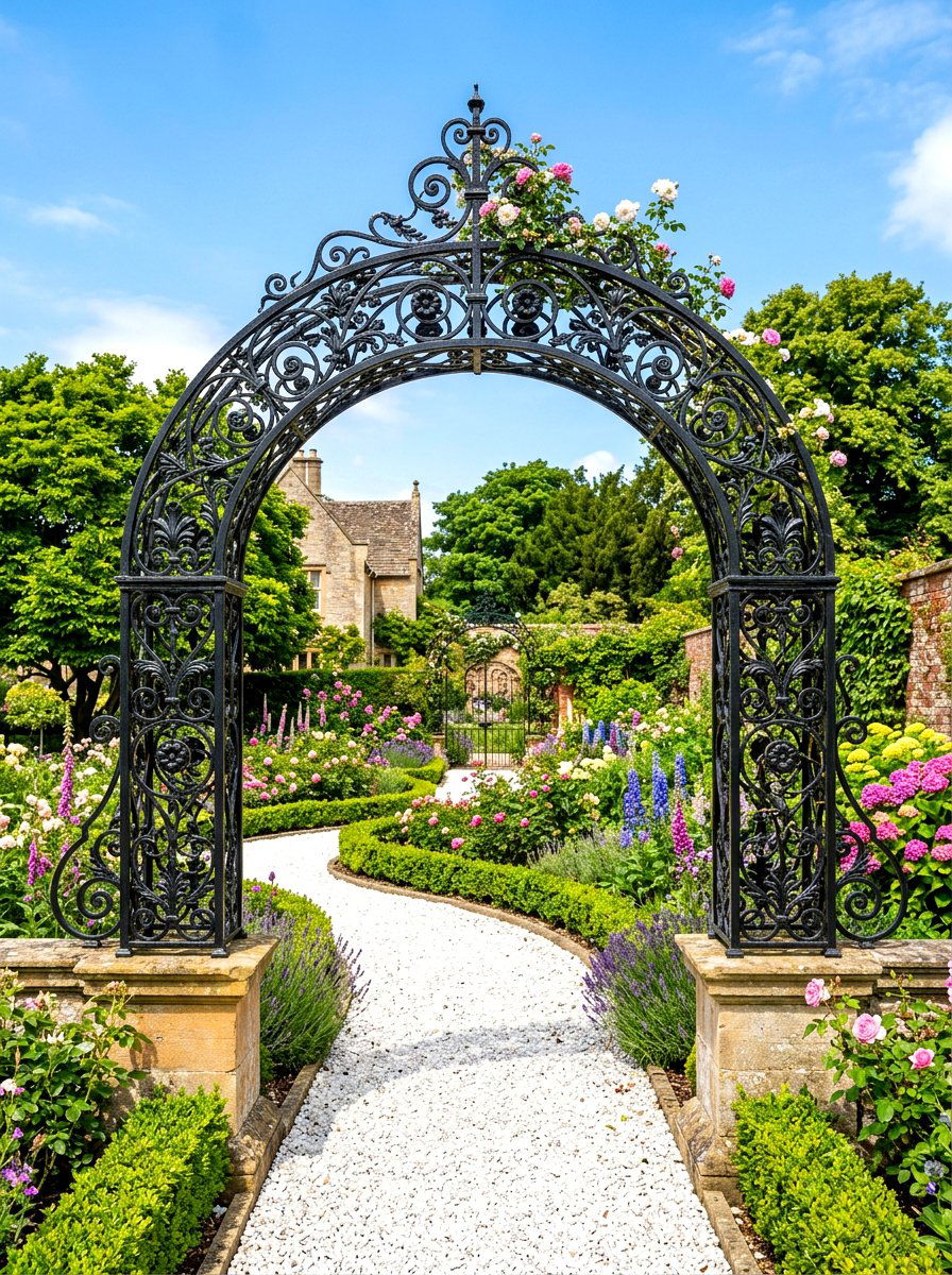 Decorative Iron Garden Arch - 30 arbor entrance ideas