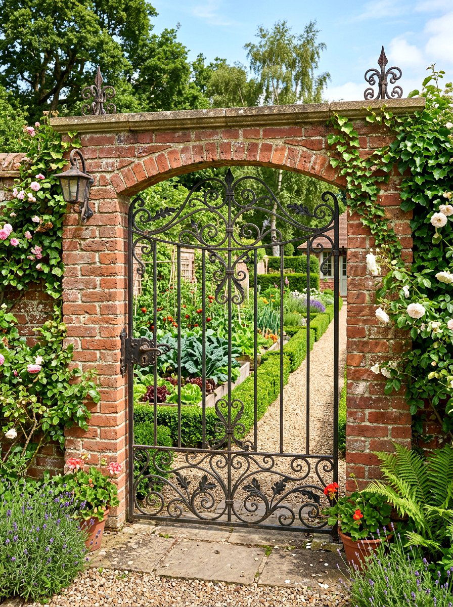 Decorative Iron Garden Gate - 30 raised bed fence ideas