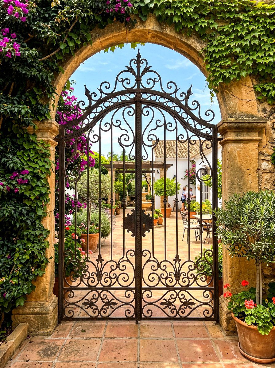 Decorative Iron Gates - 30 Mediterranean patio ideas