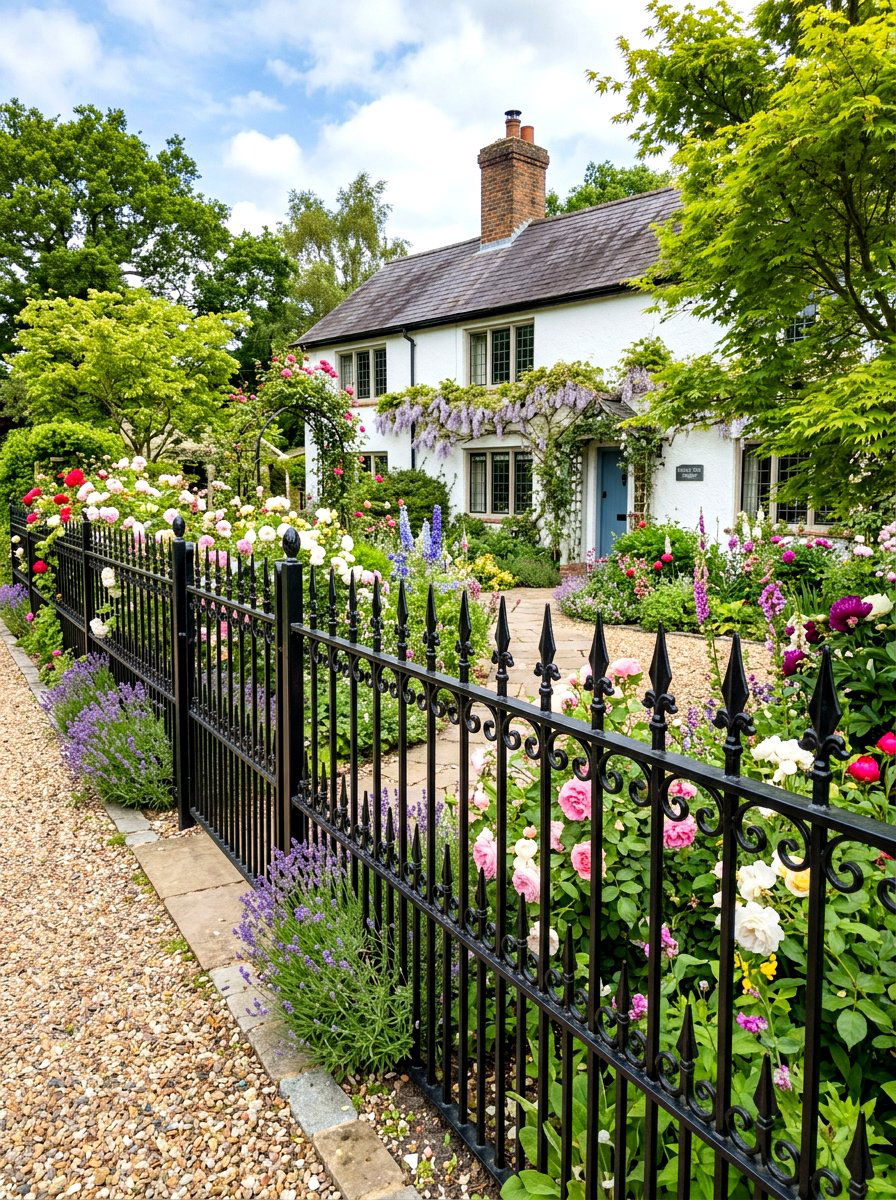 Decorative Iron Picket Fence - 30 metal fence ideas