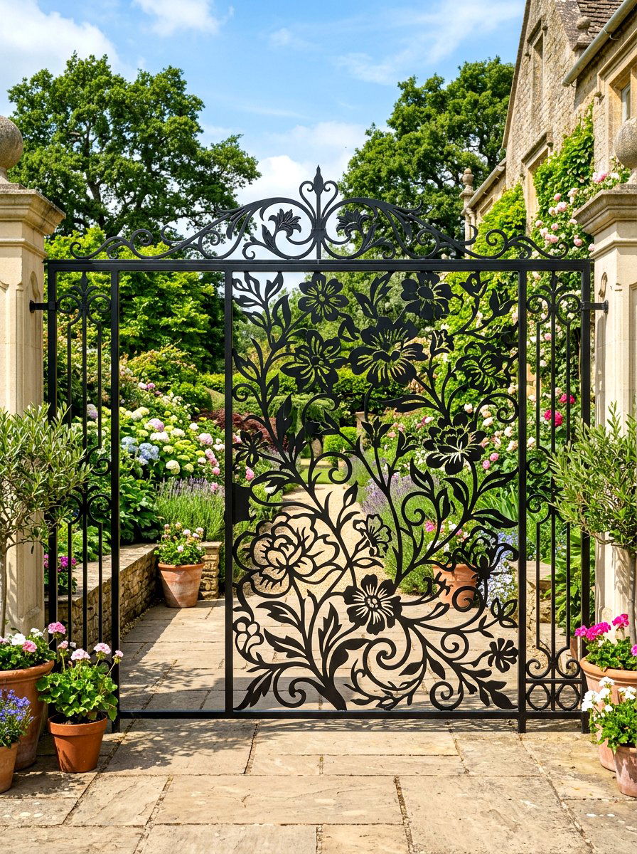 Decorative Iron Screen - 30 trash enclosure privacy ideas