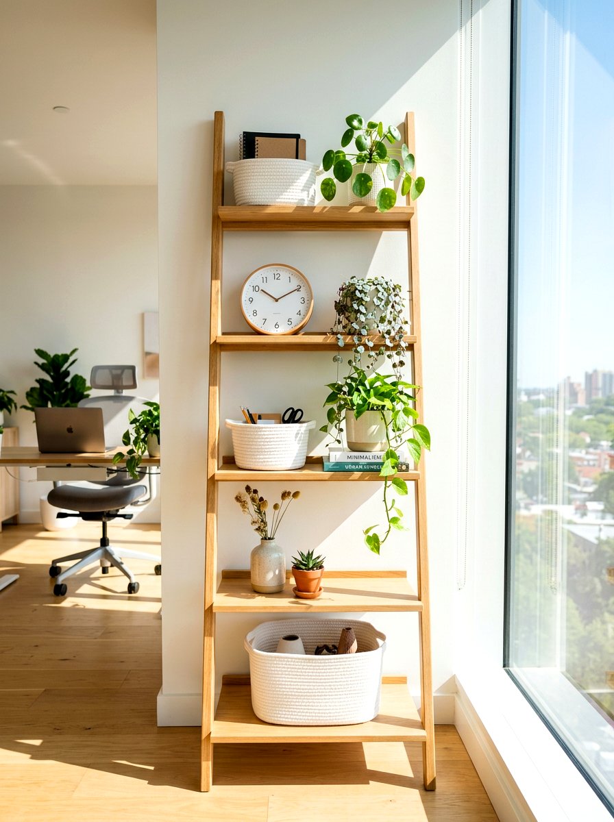 Decorative Ladder Shelf - 30 office supply storage ideas