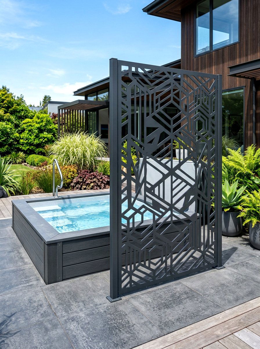 Decorative Laser Cut Panel - 30 hot tub privacy ideas