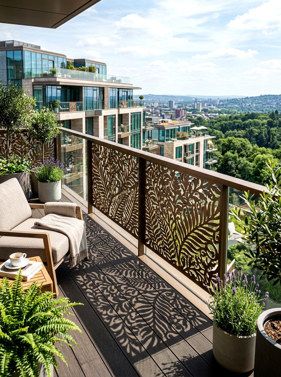 Decorative Laser Cut Railing - 30 outdoor stair railing ideas