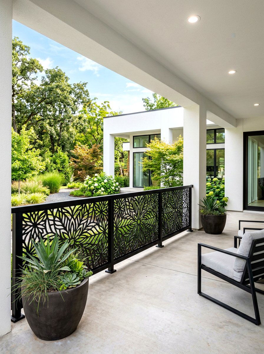 Decorative Laser Cut Railing - 30 front porch railing ideas