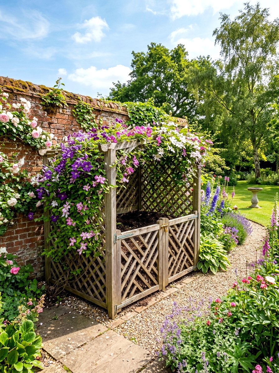 Decorative Lattice Compost Enclosure - 30 compost station ideas