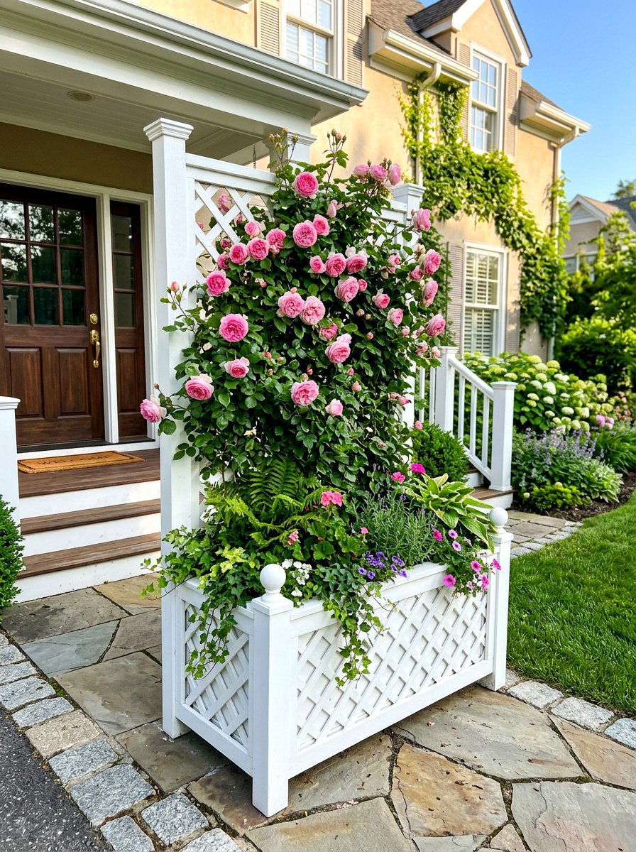 Decorative Lattice Planter Box - 30 elevated garden bed ideas