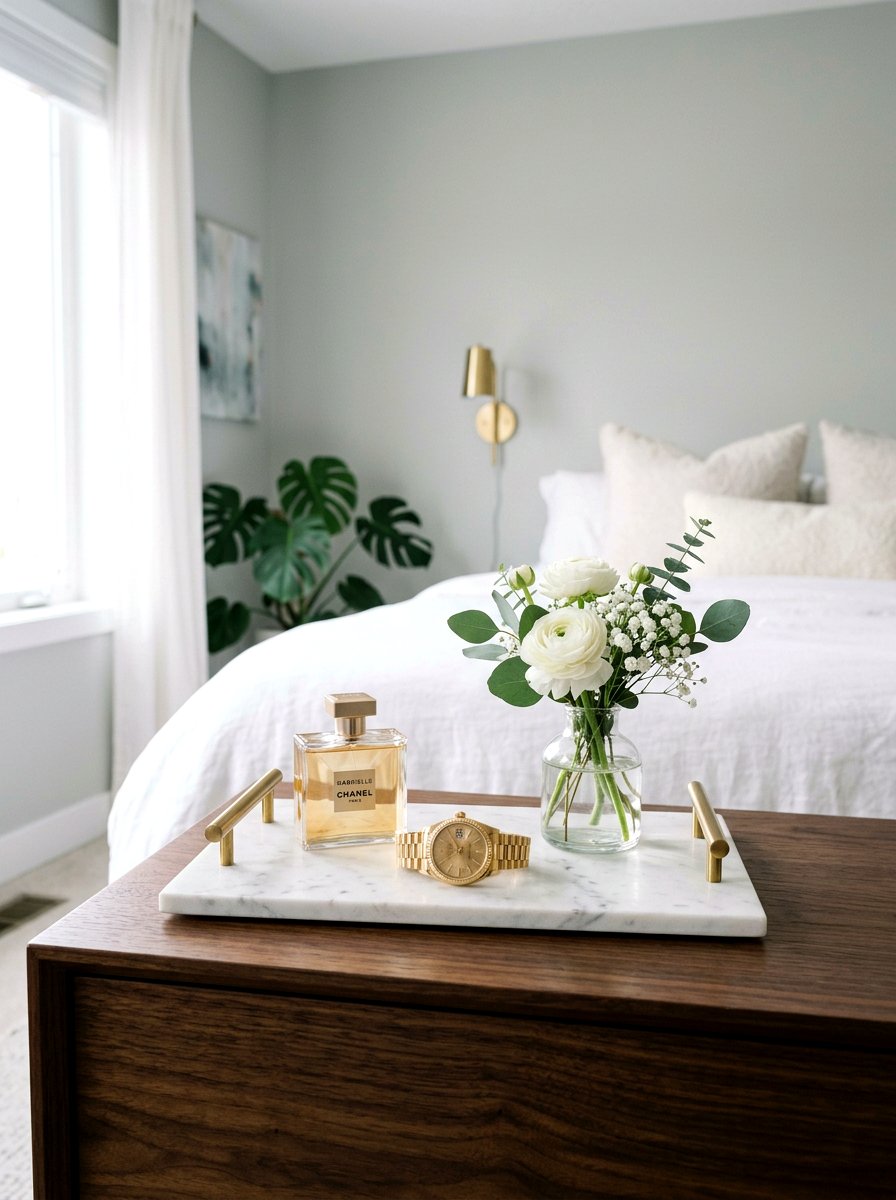 Decorative Marble Tray - 30 beauty product storage ideas