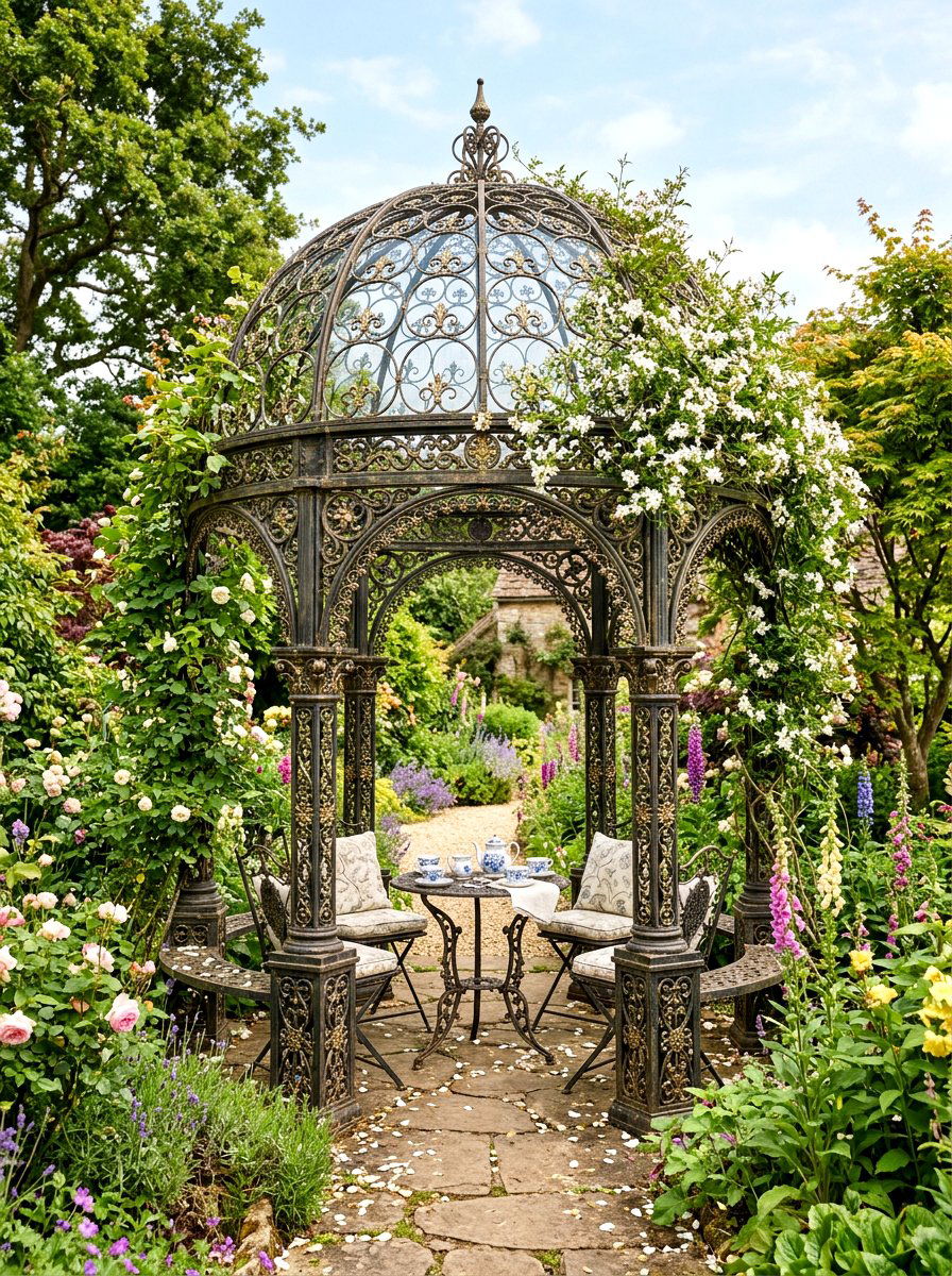 Decorative Metal Gazebo With Scrolls - 30 metal gazebo ideas