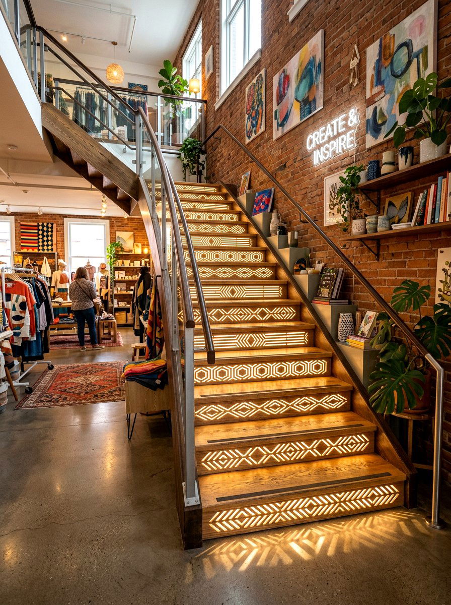 Decorative Pattern Step Light - 30 stair tread lighting ideas