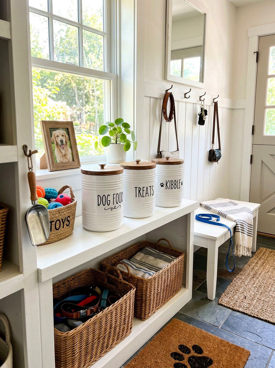 Decorative Pet Food Bin - 30 mudroom pet station ideas