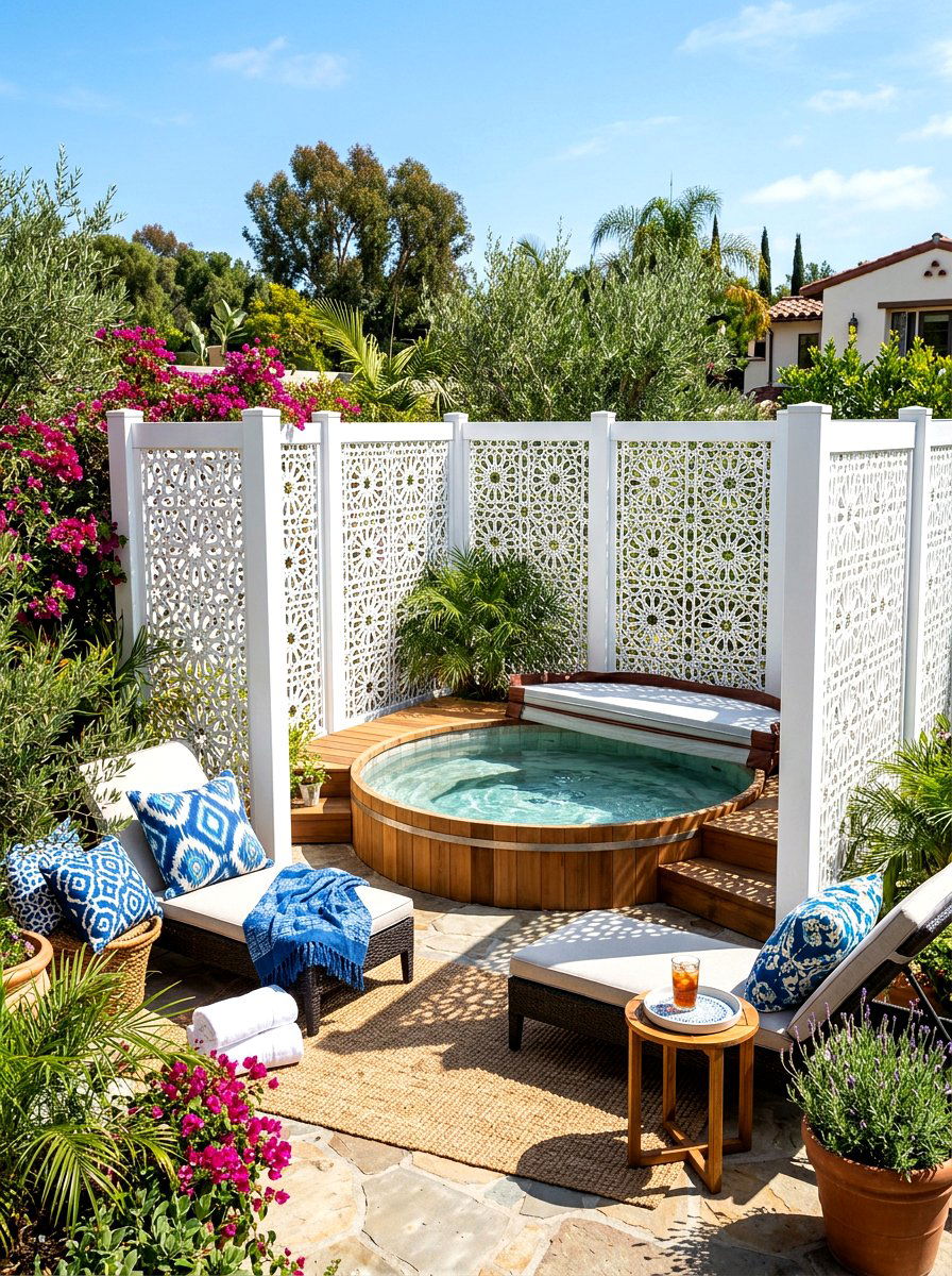 Decorative Privacy Lattice Panels - 30 hot tub privacy fence ideas
