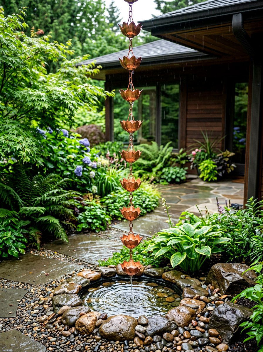 Decorative Rain Chain - 30 rainwater collection ideas