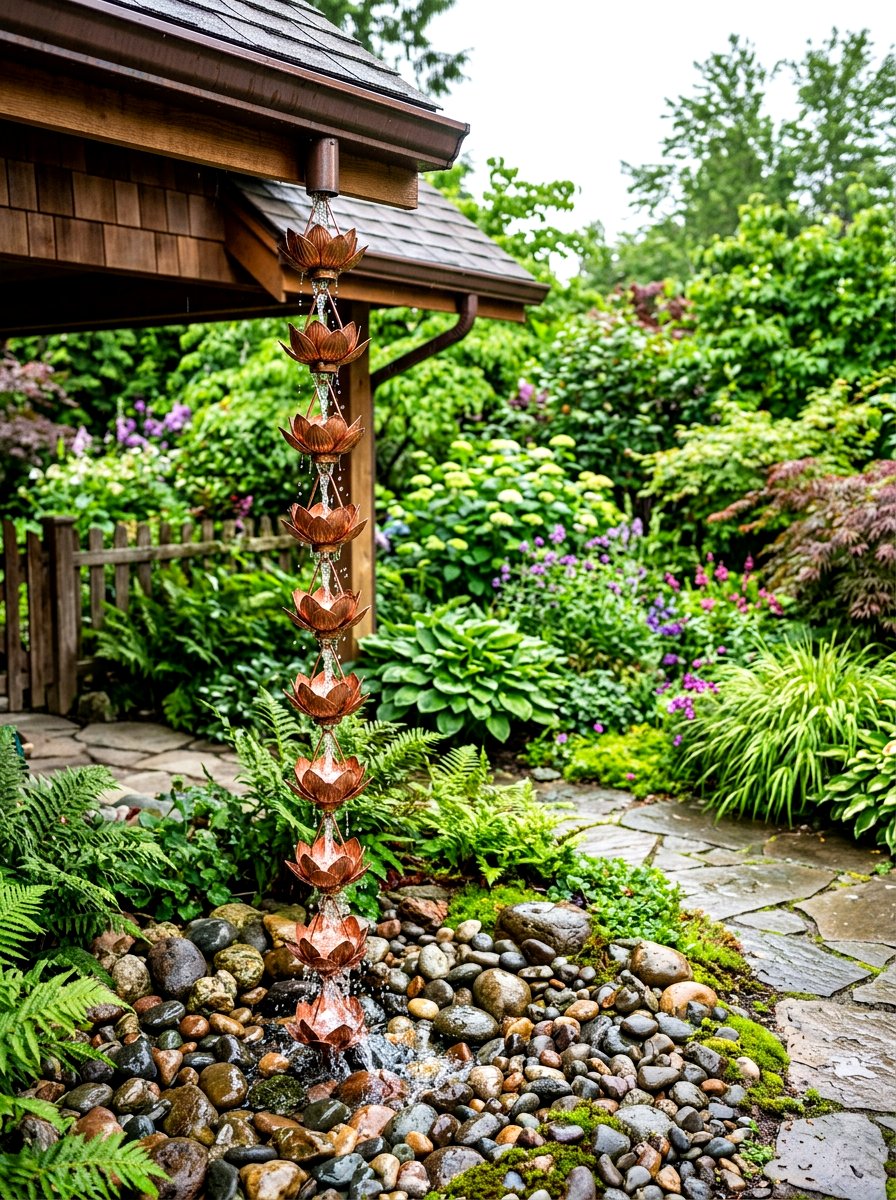 Decorative Rain Chain - 30 outdoor garden decor ideas
