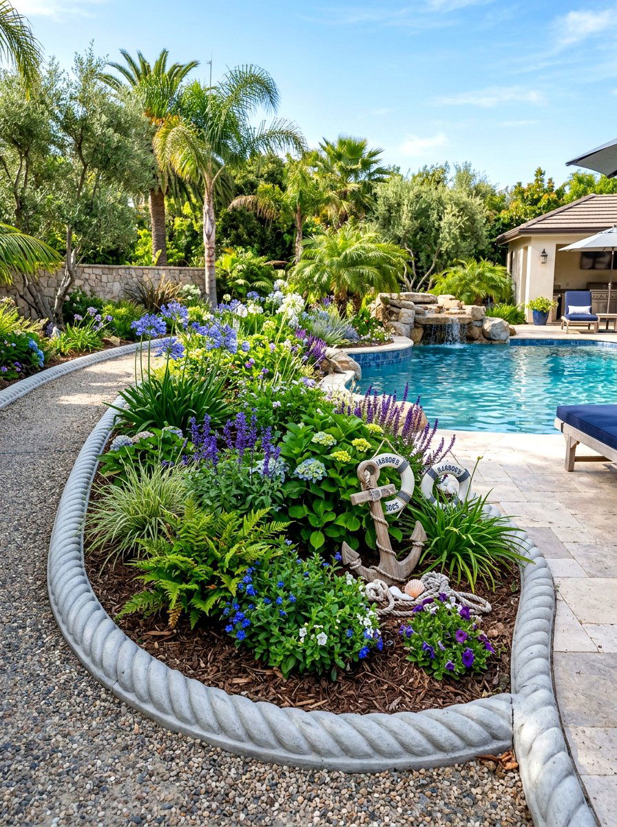 Decorative Rope Curbing - 30 concrete garden border ideas
