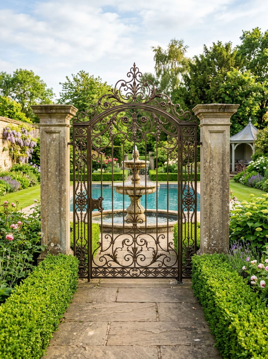 Decorative Scroll Pool Gate - 30 pool gate ideas