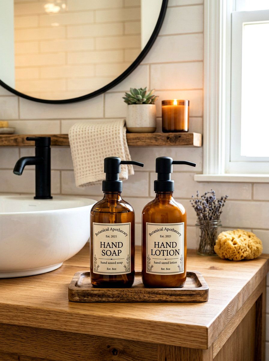 Decorative Soap Dispenser Set - 30 small rental bathroom ideas