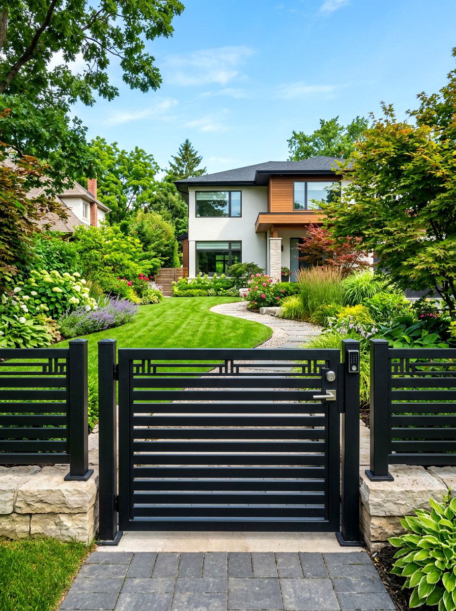 Decorative Steel Gate - 30 modern front yard ideas