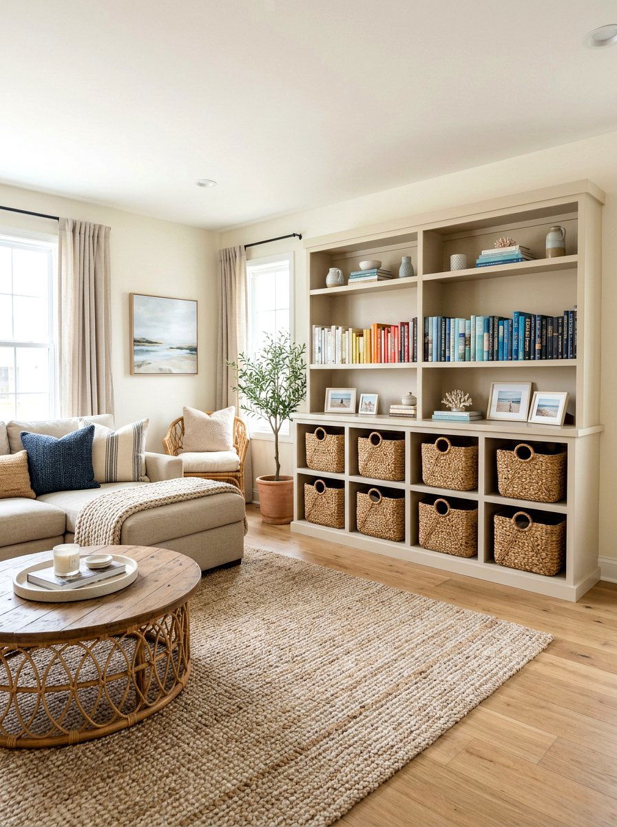 Decorative Storage Baskets - 30 bookcase decor ideas
