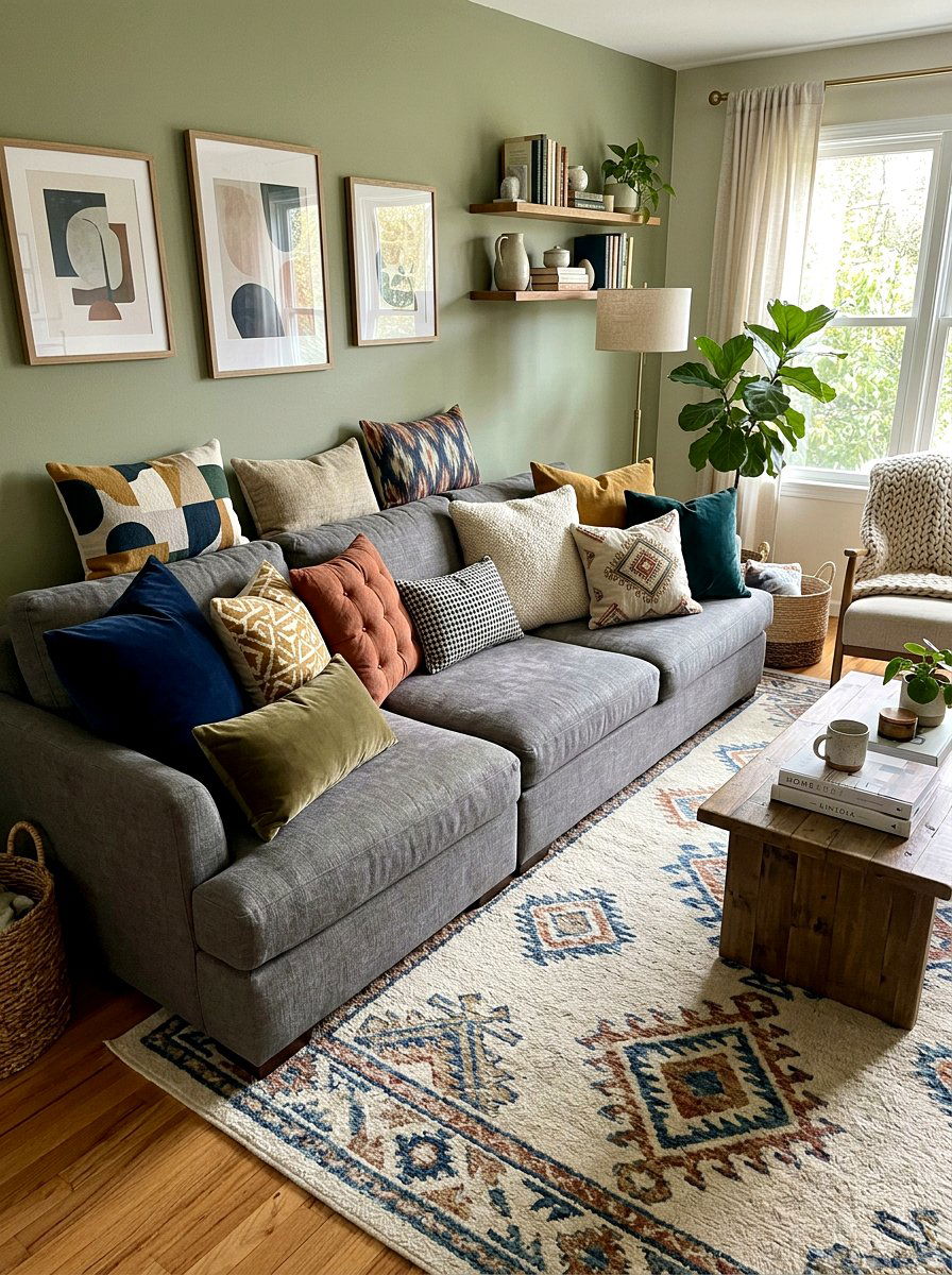 Decorative Throw Pillow Mix - 30 renter friendly living room ideas