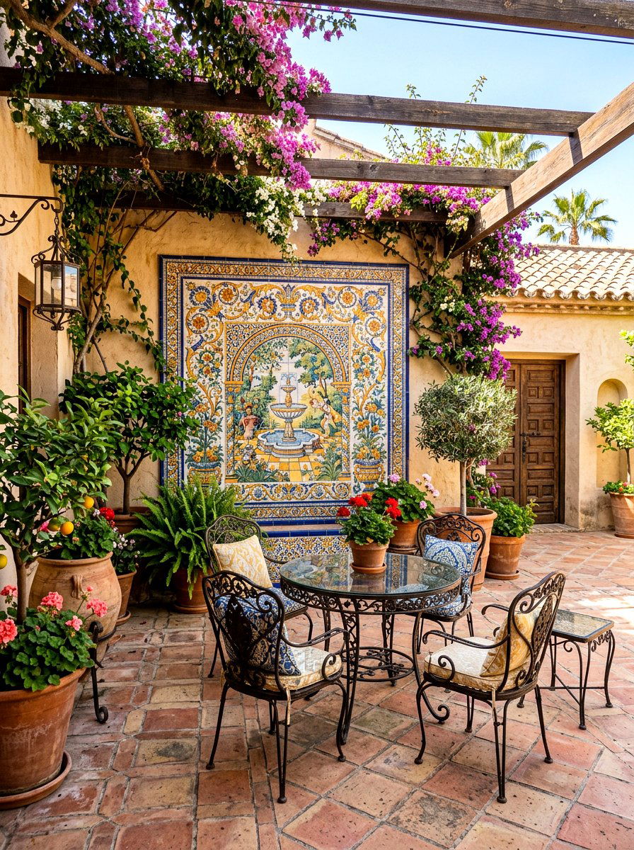 Decorative Tile Mosaic - 30 patio wall decor ideas