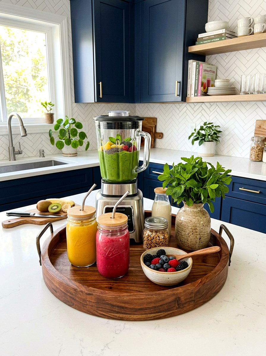Decorative Tray Display - 30 smoothie station kitchen ideas