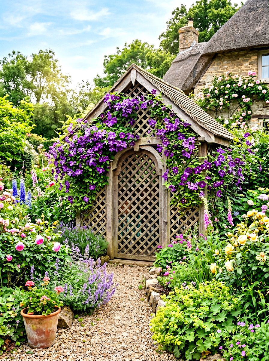 Decorative Trellis Bike Shed - 30 bike storage shed ideas
