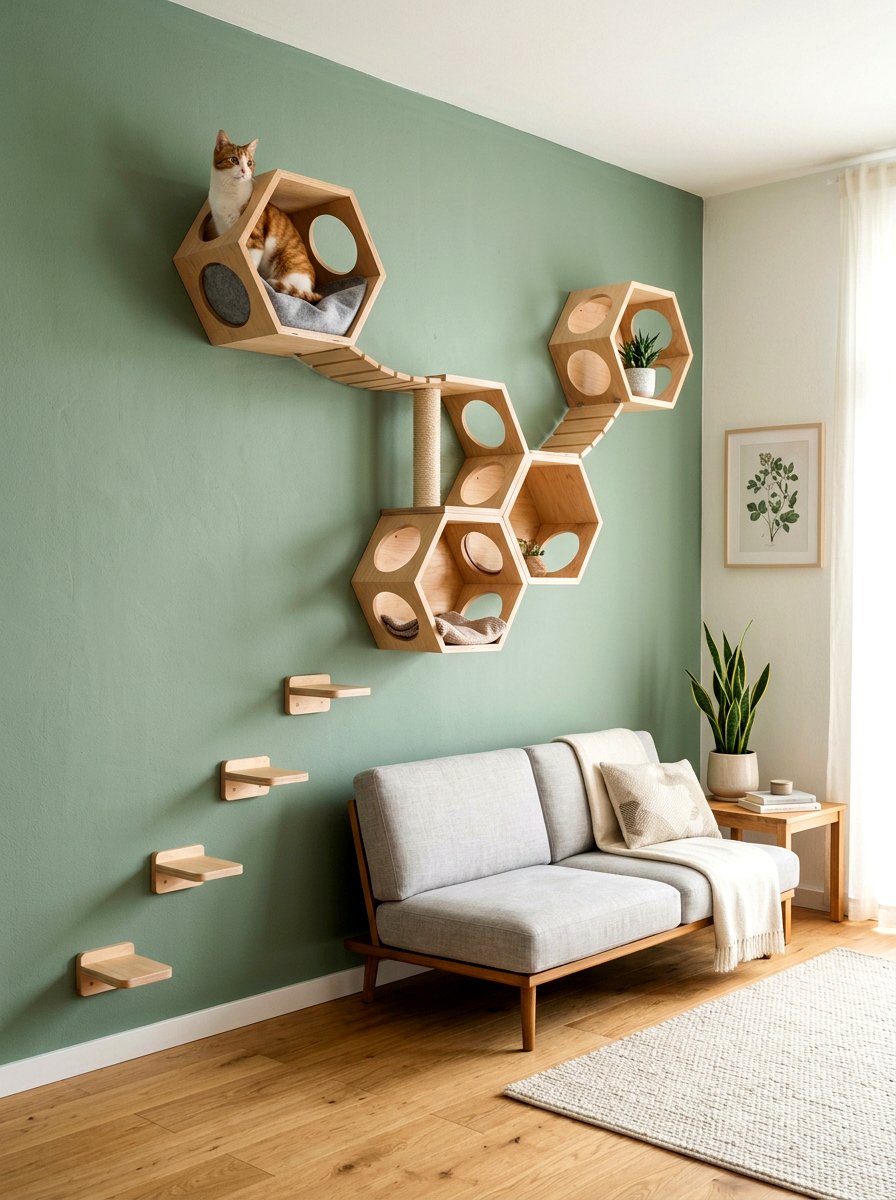 Decorative Wall Mounted Cat Climbing Tree - 30 organizing pet supplies ideas