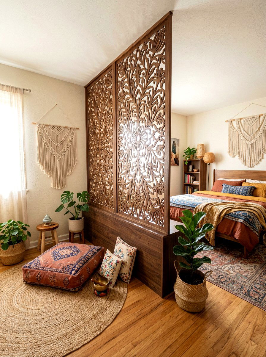 Decorative Wood Screen Wall - 30 half wall zoning ideas