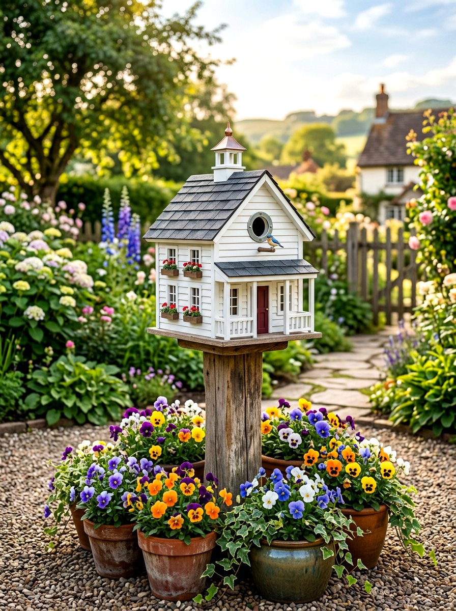 Decorative bird house - 30 porch corner decor ideas