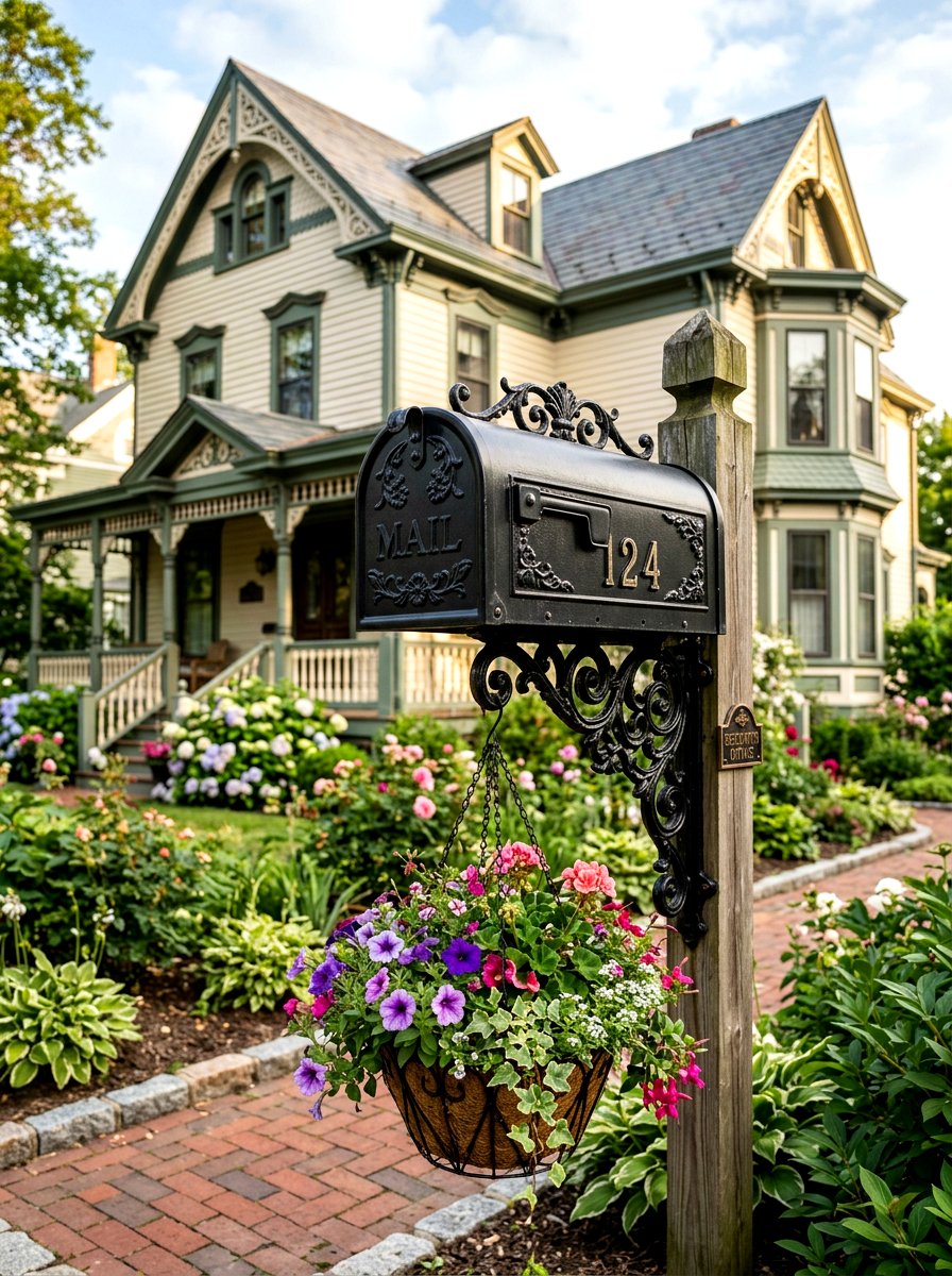 Decorative bracket mailbox planter - 30 mailbox planter box ideas