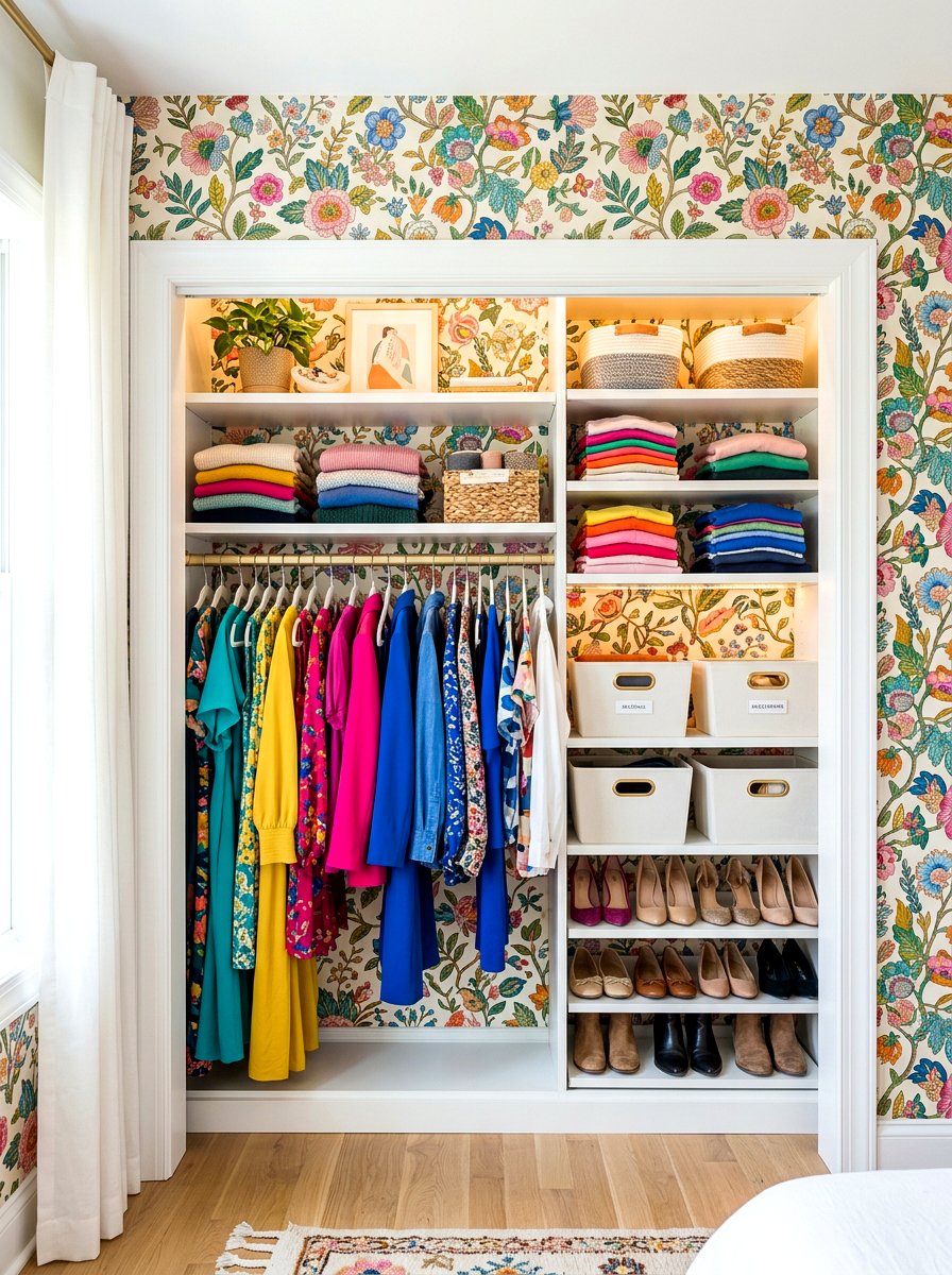Decorative closet wallpaper - 30 aesthetic closet organization ideas