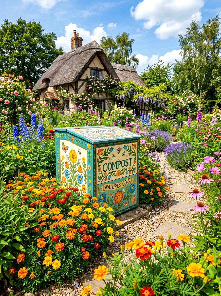 Decorative compost bin - 30 compost corner garden ideas