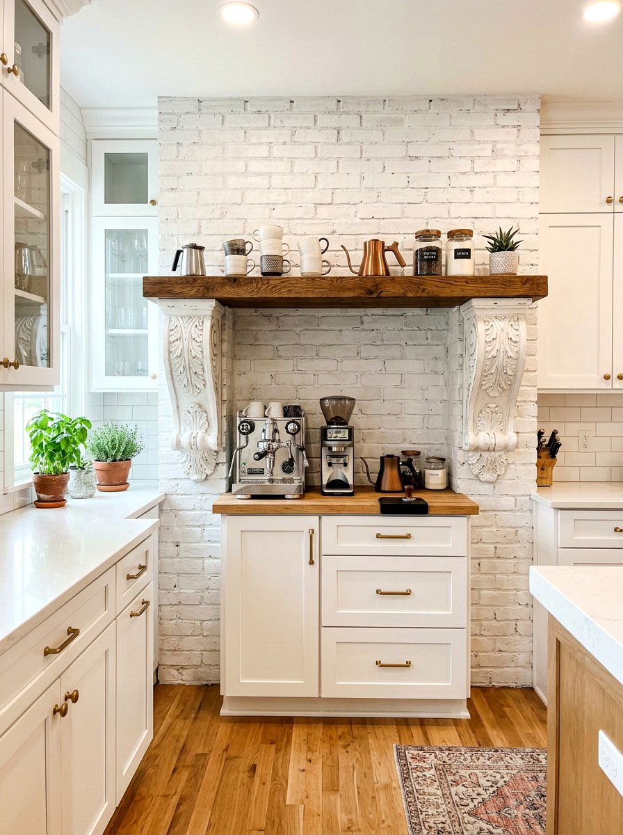 Decorative corbel shelf accents - 30 French country kitchen ideas