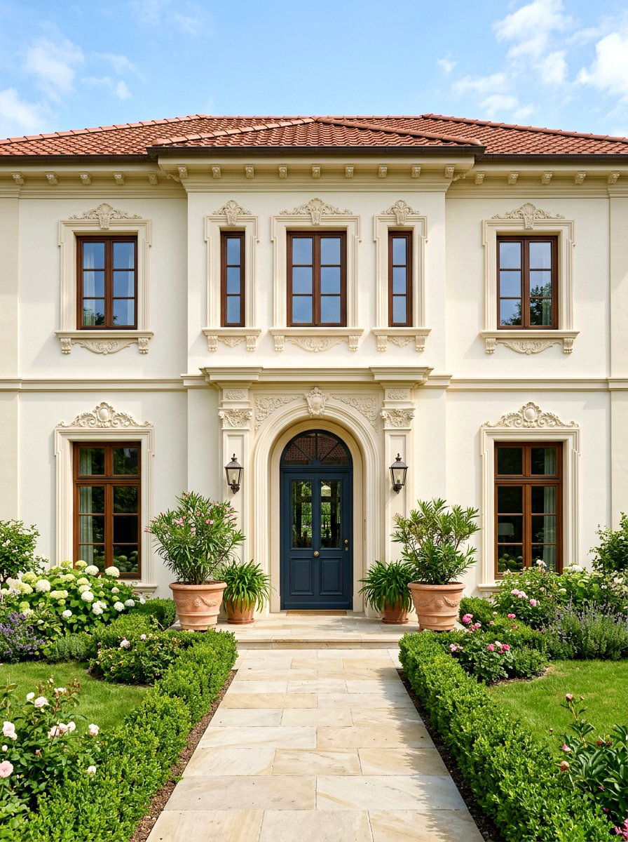 Decorative exterior plaster molding - 30 quiet luxury curb appeal ideas